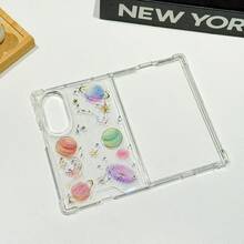 Ins Starry Sky Transparent Phone Case, Compatible With Samsung Galaxy Z Fold8, Wide Screen Folding Flip Cover Phone Case, Unisex Anti-Drop Protective Shell - Pink - View 8