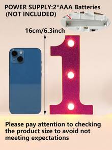 1pc 16cm Purple LED Letter Light, Alphanumeric Night Light, Battery Powered LED Light, Light‑Up Number Sign For Anniversary, Birthday Party Decoration, Wedding Background Decoration, Christmas And Halloween Party Home Bedroom Night Light. - Purple - View 11