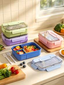 1pc Portable Lunch Box, Leak-Proof Salad Lunch Box With Spoon And Fork, Leak-Proof Lunch Container, Microwave, Freezer And Dishwasher , Suitable For School, Work, Travel, Picnic And Outdoor Dining - Multicolor - View 7