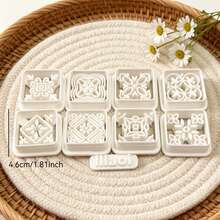 9Pcs Ornate Tile Clay Cutters, Boho Square Floral Pattern Clay Cutting Molds, DIY Handmade Earring Pendant Jewelry Craft Supplies - 9pcs - View 9