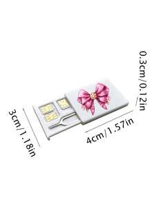 Bowknot 2D Printed Card Holder, SIM Card Pin Slot, Comes With SIM Card Pin. Cherry Printed Portable SIM Card Storage Box, Phone Card Holder, SIM Card And SD Card Storage Box, Travel Storage Box, Compact And Lightweight, Anti-Loss And Durable, Anti-Drop And Durable, Suitable For Smartphones, Tablets And Other Devices, Can Store SIM Card/SIM Card Pin, Ideal Choice For Storing Backup SIM Card When Changing Phone Number. Back To School Season, Graduation Season, Teacher's Day, Birthday Gift - Multicolor - View 11