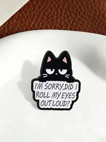 1pc Black Cat Enamel Brooch With Humorous Slogan, Cartoon Kitten Metal Pin, Suitable For Backpack, Jacket, Clothing Decoration - Multicolor - View 9