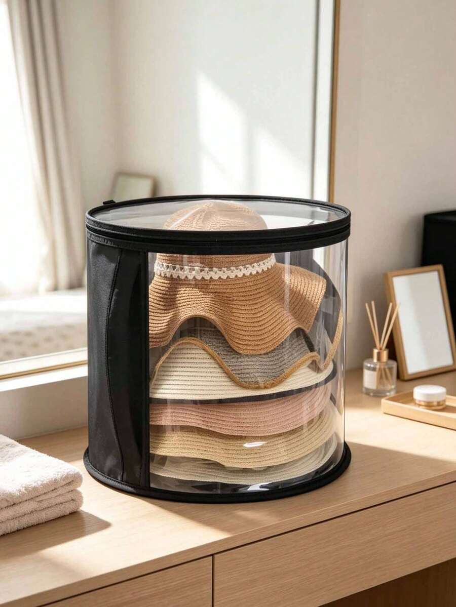 This Dustproof, Transparent, Large Capacity Hat Storage Bucket Is Suitable For All Types Of Hats, Making It An Ideal Storage Solution For Wardrobes And Desktops. - Multicolor - View 1