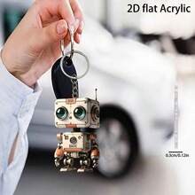 New Acrylic 2D Flat "Big Eyes" Robot Keychain - Creative Christmas Decoration And Holiday Keychain - Multicolor - View 7