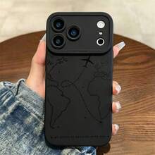 Travel-Nspired 飛機航線設計手機殼 適用 18 Pro Max 17 16 15 14 13 12 11 Plus Pro 軟殼 - 黑色 - 查看 1