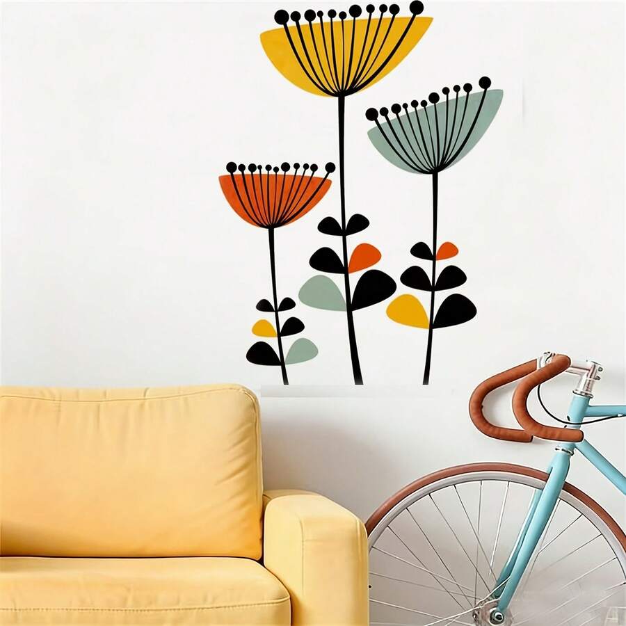Bohemian Floral Wall Decals For Kitchen, Bedroom, TV Wall - Peel And Stick Wall Art Stickers, Smooth, Self-Adhesive, One-Time Use - Multicolor - View 1