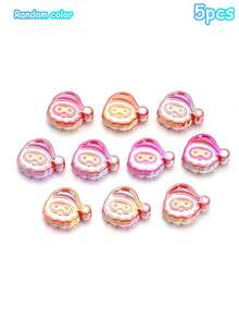5pcs Acrylic Colorful Oil Drip Christmas Cartoon Bell Snowman Beads DIY Phone Chain Backpack Decoration Accessories Material - Multi-color Plated Christmas Beads - View 11