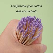 100PCS Double‑Ended Nail Polish Wiping Sticks, Cotton Buds Small Double‑Ended Eyebrow Tattoo Beauty Wiping Tools, Multi‑Purpose Manicure & Makeup Accessory - Purple - View 5