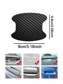 1pc/4pcs Car Door Handle Sticker Protective Film Carbon Fiber Handle Wrap Decal 4-Piece Set - A - View 8
