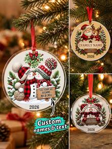 2026 Customized New Home Christmas Ornament, Personalized Couple Name And Address Christmas Tree Decoration, Warm First Christmas Style, Customized Round Holiday Keepsake, Customizable New Home Decor, Housewarming Gift, Christmas Gift, Our New Home, Gift For Friends - Style B - View 1