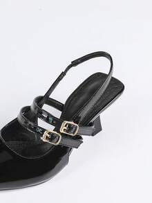 Women's High Heel Mary Jane Pumps, Fashion Casual Slip-On Backless Sandals - Black - View 8