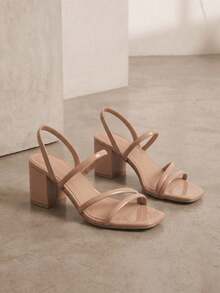 Glamorous PVC And Leather Heeled Sandal; Office - Beige - View 3