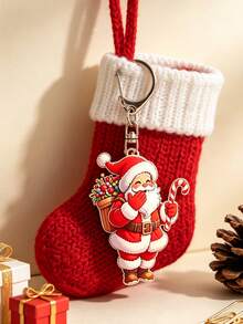 Santa Claus Series Pattern Keychain, Multiple Styles Available, Party Pendant, Multi-Functional Keychain Decoration, Phone Charm, Backpack Charm, Key Charm, Car Charm, Party Fashion Accessory, Fun 2D Acrylic Accessory, Suitable For Backpack, Bag, Car Key Charm And Daily Use, Great Choice For Couple Gift, Party Supplies, Christmas, Halloween Gift - Multicolor - View 1
