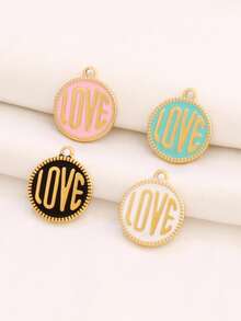 2pcs Stainless Steel LOVE Enamel Pendant 18K Gold Plated Round Charms For DIY Jewelry Making Supplies Accessories - Pendant - View 2