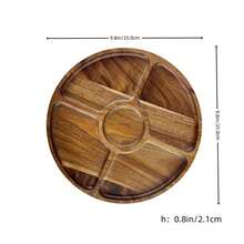 Round Wooden Tray, Multi-Compartment Tray, Cold Food Platter, Home Essentials, Home Decor, Kitchen Supplies, Living Room Bathroom Party Coffee Table Storage Organizer - View 8