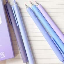 5pcs/1pc Collect Moonlight Retractable Gel Pen Set, Gradient Blue Star & Moon Print 0.5mm Black Ink Smooth Writing Ballpoint Pens, Fresh Macaron Cute Student Exam Stationery - Multicolor - View 10