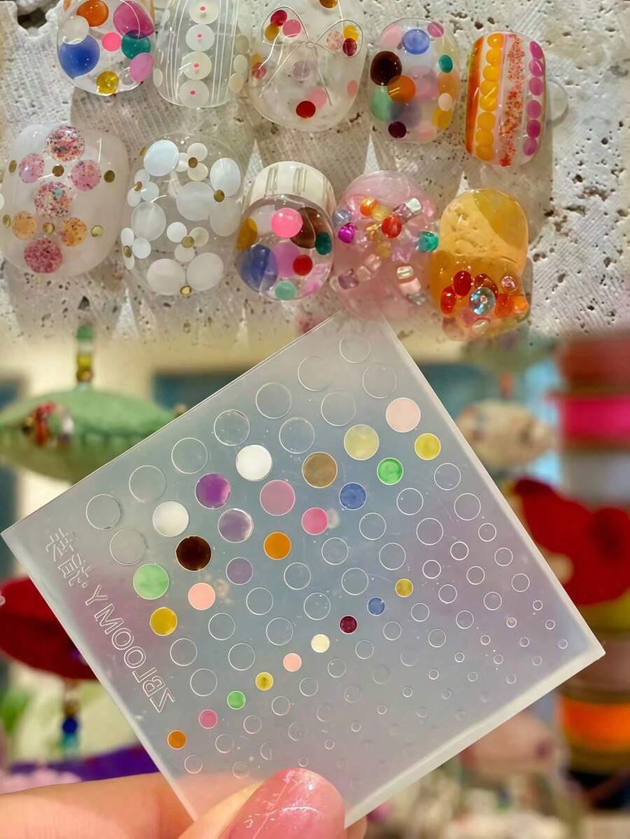 1pc Glitter Small Round Nail Art Mold, DIY Transparent Silicone Mold Nail Decoration - Clear - View 1