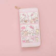 SANRIO محفظة طويلة للنساء بتصميم هالو كيتي، محفظة/حقيبة جلدية طويلة بتصميم شخصية كرتونية عصرية، هدية عيد ميلاد & عيد الميلاد - متعدد الألوان - مشاهدة 9
