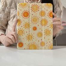 1pc Cute Sun Pattern Print Tablet Case With Pen Slot, Multi-Angle Magnetic Stand With Auto Sleep/Wake,Tablet Case Compatible With IPad PRO/AIR, Compatible With SAMSUNG,Compatible With XIAOMI Pad 5/6/7,Compatible With Huawei Matepad - Multicolor - View 2