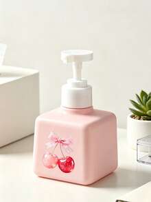 Cherry Pattern Press Type Pump Head Distributor, Foam Press Bottle Square, Thick Wall Lotion Bottle, Refillable Hand Sanitizer Distributor, Large Capacity Lotion Distribution Bottle, Equipped With Press Pump, Suitable For Bathroom Washstand, Hotel, - Multicolor - View 11