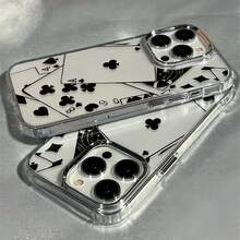 1pc Metal Transparent Stacked Poker Card Pattern Phone Case, Personalized Protective Shell Compatible With Iphone 16 Pro Max/17/16/15/14 Plus/13/12/11/Air - Multicolor - View 3