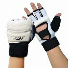 1 Set Taekwondo Gloves And Foot Guards, Training And Competition Combat Protective Equipment - Black and White - View 4