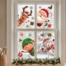 1 Set 4 Blatt statische Fensteraufkleber mit Cartoon-Motiven, wiederverwendbare Fensteraufkleber ohne Kleber, Weihnachtsmann, Rentier, Elf, Schneemann Aufkleber für Weihnachtsglas, Tür, Feiertagsdekoration - Verschiedenfarbig - Übersicht 4