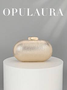 OpulAura Women's Minimalist Shell-Shaped Luxury PU Leather Clutch Bag, Elegant And Charming Evening Bag For Formal Parties, Cocktail Events, Romantic Weddings, With Chain Strap - Gold - View 1