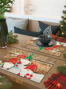 1/2/4/5/6/8pcs Digital Printed Placemats, Christmas Pattern Printed Placemats Table Decor, Suitable For Daily, Holiday, Party, Birthday, Wedding, Dinner, Kitchen, Dining Room And Home Textile Decoration - Multicolor - View 4