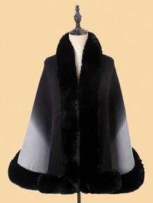 1 buah Jubah Luar Bulu Lembut Kancing Mutiara Gradien Warna Solid Musim Dingin - MultiWarna - View 11