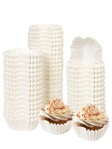 Square Cake Paper Cups 200Pcs Disposable Baking Liners White Paper Cups, Easy To Use Disposable Design, Mess And Spill Prevention, For Snacks And Appetizers - White - View 1