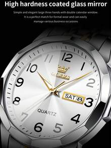 OLEVS 9970 Man Watch Fashion Rhombus Mirror Digital Dial Auto Date Week Waterproof Luminous Original Luxury Quartz Watch For Men - One Size Fits All - View 5