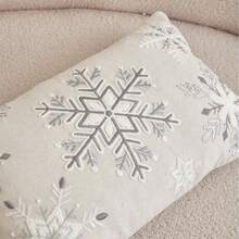 LCUHPCL 1pc Christmas Atmosphere Winter Snowflake 3D Embroidered Pillow Case, Suitable For Bedroom, Living Room, Sofa, Daily Use, Party And Other Environments - Multicolor - View 12