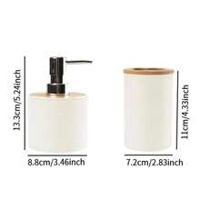 Bathroom Accessories Set 4 Pcs/6 Pcs, Wash Set With Bamboo Lid Opposite Straps/EssentialsBath Accessories, DecorationBathrooms - White - View 12