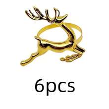 6pcs Exquisite Table Decor Gold And Silver Christmas Deer Napkin Rings - Gold - View 6