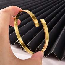 18K Gold Twisted Rope Open Adjustable Bracelet, Minimalist Style Unisex, Jewelry Gift - Gold 2 - View 4