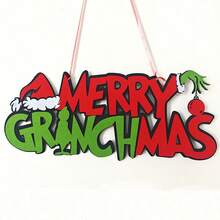 The Grinch 1pc Christmas Decoration Door Hanging Wreath Christmas Tree Ornament, Christmas Party Decoration (With Random Style Rope Accessory) - Multicolor - View 13
