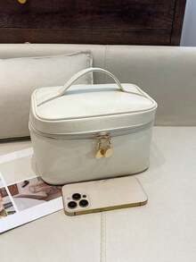 Cartoon Pattern Zipper Makeup Bag - Beige - View 4