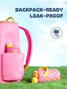 Powcan 12oz Kids Stainless Steel Water Bottle: 2-In-1 Straw & Spout Lid, Leak-Proof Mug With Carrying Bag, 24-Hour Cold Retention, Easy To Clean, Suitable For School, Travel, Play, Gift - Pink Yellow Sky - View 3