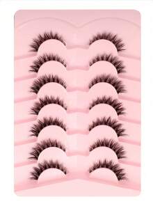 5 Pairs 5-12mm Natural Cross Minimalist Transparent Stem False Eyelashes, Suitable For Party, Holiday - Black - View 3