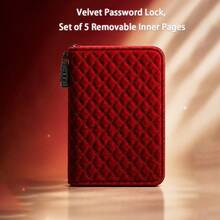 Password Lock Velvet Jewelry Storage Book, 5 Detachable Inner Pages Jewelry Pouch, Anti-Tangle Compartment Storage, Portable Necklace Earring Bracelet Ring Storage Box, Travel Home Jewelry Storage Bag - Multicolor - View 2
