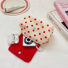 Portable Polka Dot Makeup Bag, Mini Key Lipstick Coin Purse, Earphone Coin ID Card Flap Storage Pouch - Multicolor - View 6