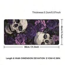Gothic Skull And Purple Flower Design Mouse Pad Desk Mat Gaming Mats Non-Slip Stitched Edge Desk Accessories Computer Mousepads - View 11
