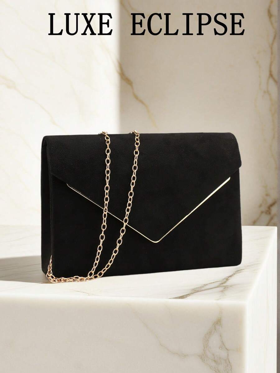 Envelope Design Party/Wedding Clutch Bag For Women, With Detachable Chain Strap, Fashion Handbag - Black - View 1