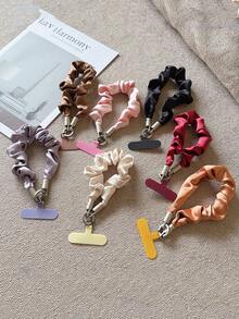 1pc Silk Hair Scrunchie Phone Lanyard Wrist Strap Anti-Lost Pendant Anti-Theft Chain Hand Rope Luxury Niche Short Wristband Camera Bag Keychain Pendant High-End Elegant Chain Women's Spacer Shell - Multicolor - View 1