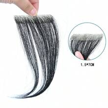 Unisex Front Hairline Bangs & Sideburns Hair Piece, Invisible Bald Spot Cover Hair Patch For Men - Black - View 15