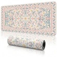 ICasso Pink Floral Pattern Desk Mat, Non-Slip Rubber Base, Fine Stitched Edges, Can Be Used As Mouse Pad, Desk Protector, Study Mat, Keyboard Pad, Multiple Sizes Available, 15.7*35.4 Inches (40*90 Cm), Ideal Gift For Birthdays And Holidays - Computer Keyboard Pad, Laptop Pad, Suitable For Gamers, Office Workers And Students, Minimalist Design. 1 Piece - Multi-color - View 7