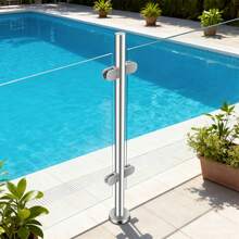 YUNRUX 304 Stainless Steel Cylindrical Middle Post, Brushed No‑Drill Clamp Railing Post 176.37Lbs Max Load‑Bearing For Stair Balcony Terrace - AS SHOWN - View 8