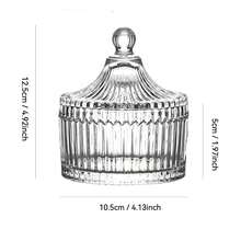 1pc Striped Glass Vanity Jar With Lid, Elegant Victorian Style Cosmetic Storage Container, Fashionable Decorative Bathroom Accessory, Perfect Valentine's Day And Wedding Season Gift For Wife And Girlfriend - Multicolor - View 11