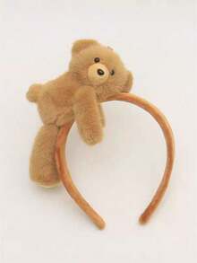 1pc 3D Bear‑Ear Plush Headband For Kids Girls, Fluffy Cute Daily Versatile Washing‑Face Kids Hair Accessories - Multicolor - View 4